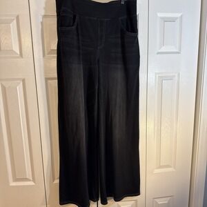 Halara Flex Denim High Waisted Wide Leg Pull On Pants XL  Stretchy Black NWT